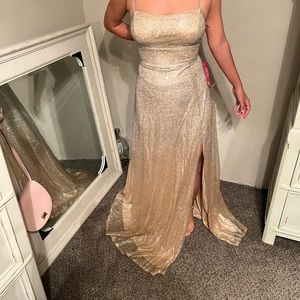Gold Sparkly Sequin Formal Gown